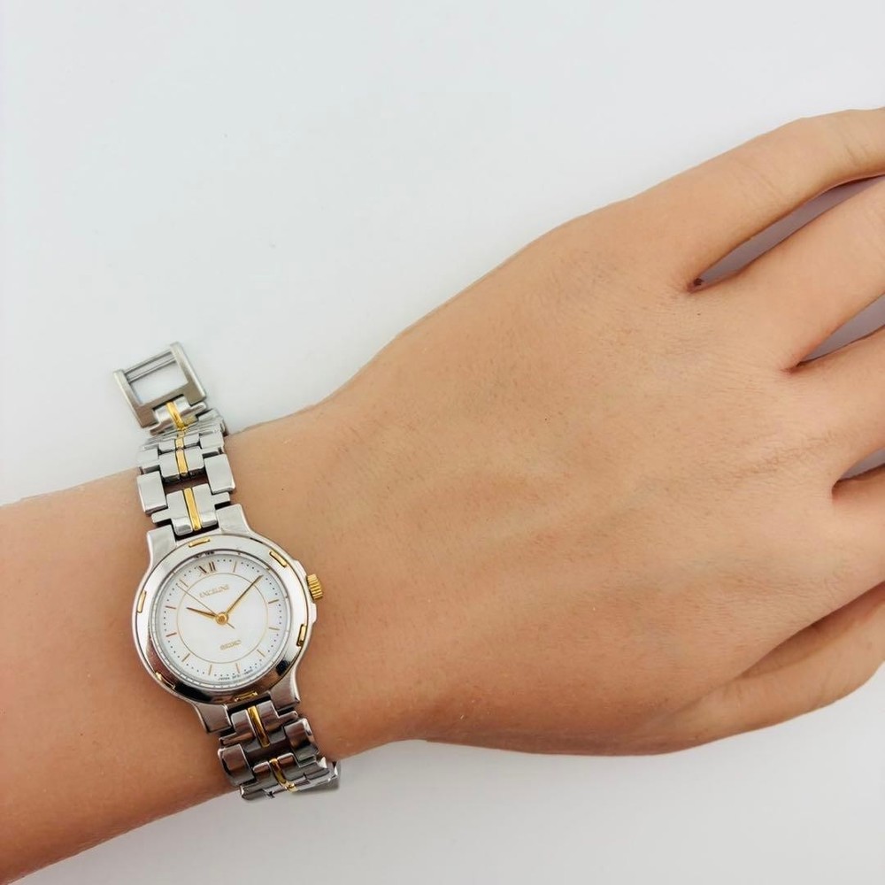SEIKO EXCELINE Quartz Watch Shell Combination Gold Silver Tone