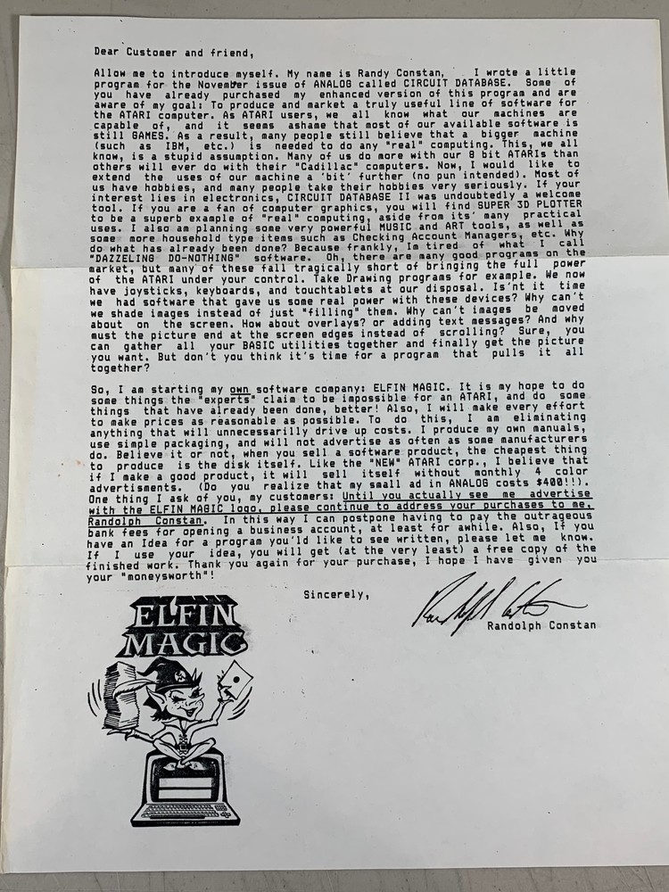 Vintage 1985 Elfin Magic Super 3D Plotter Atari PC Program Manual Graphics