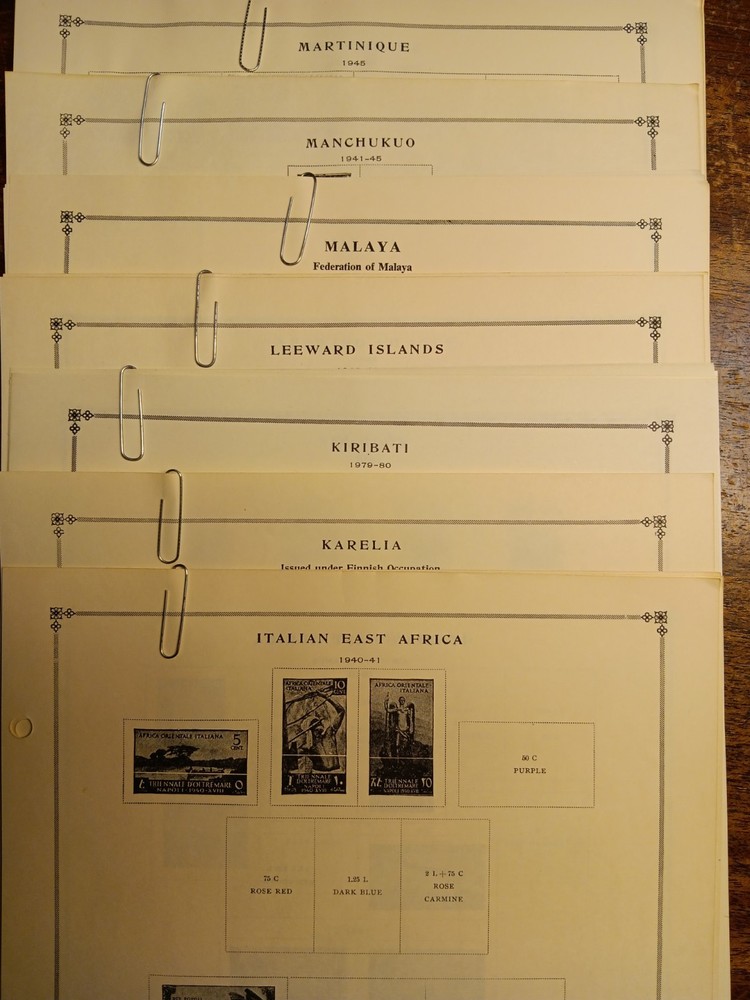 Scott Int'L pgs for 7 smaller countries...ITALIAN E AFRICA/MARTINIQUE...25 Pages
