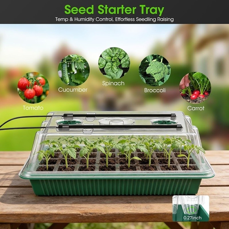 Full-Spectrum LED Grow Light Seed Starter Kit W/ Timer Humidity Control New