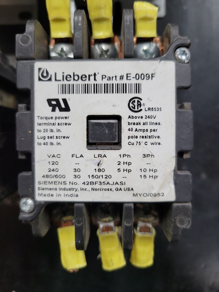 (1) Liebert E-009F 240V 40 AMP Contactor KMGM