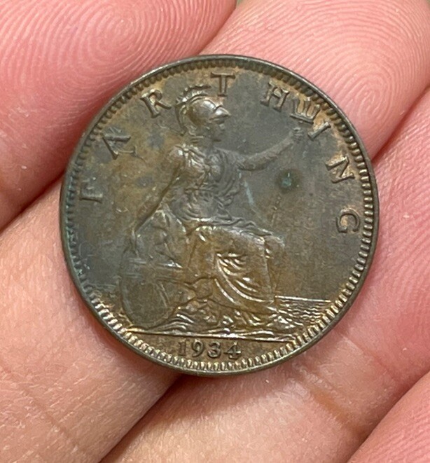 1934 Great Britain One Farthing Coin Excellent Condition