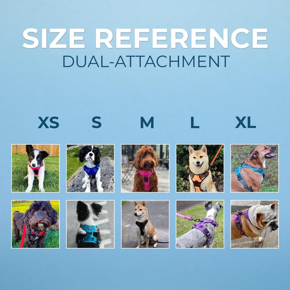 Dog Harness Dual Leash Attachment No-Pull Control Adjustable Soft b... Fast Ship