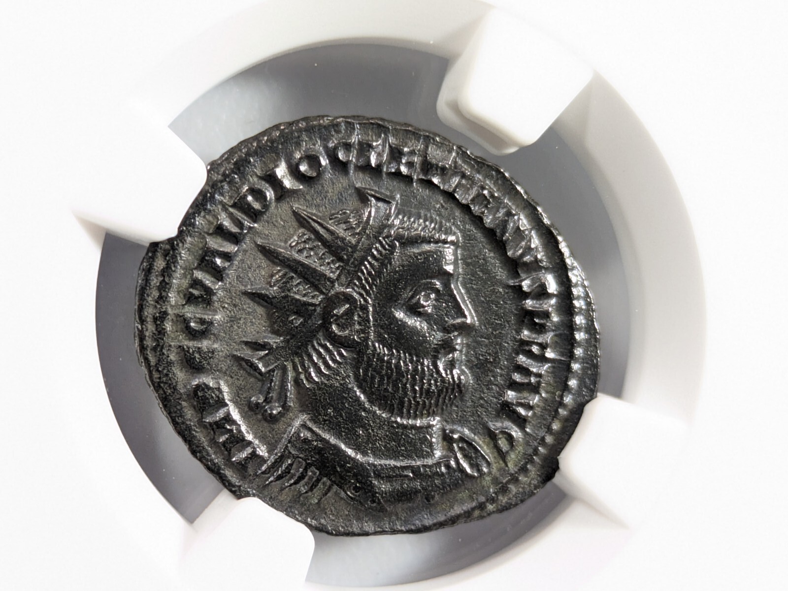 Diocletian Roman Empire AD 284-305 NGC AU Post Ref Radiate Aurelianianus Soldier