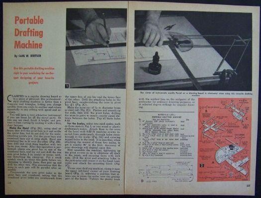 Portable DRAFTING MACHINE 1961 How-To Build PLANS
