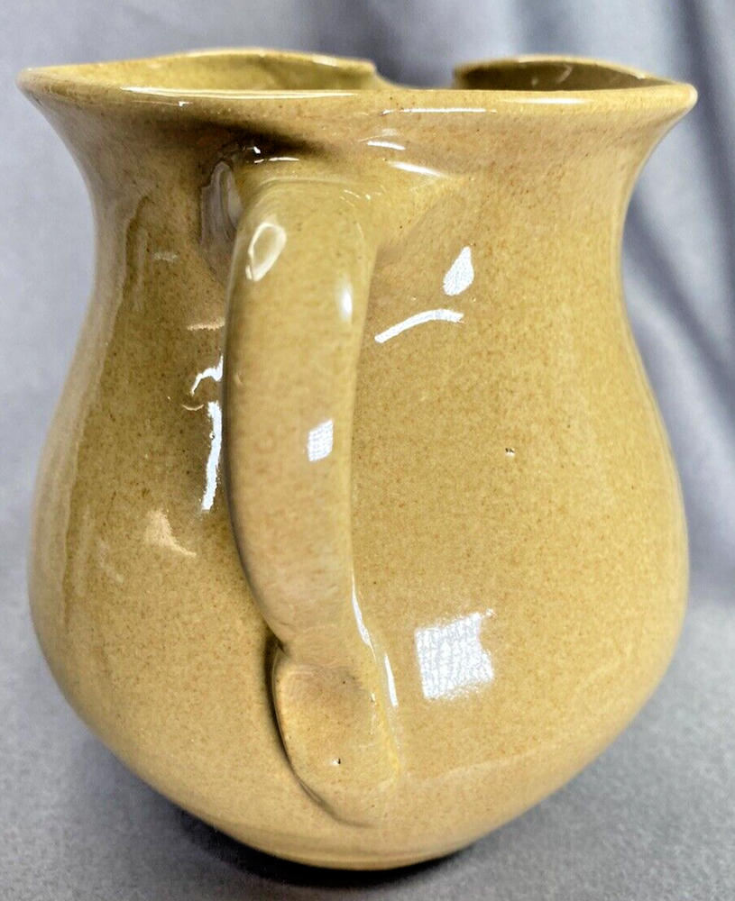 Hand Made Yellow/Brown Speckled Pottery Pitcher 28oz