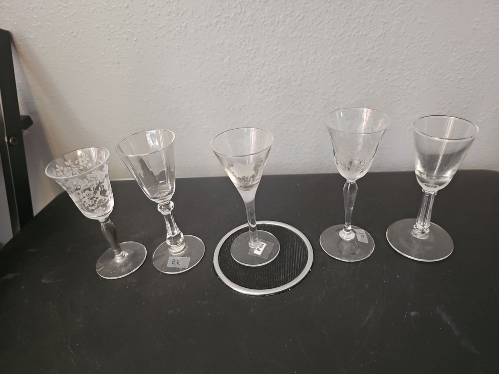 Set of 5 Different Cordial Glasses