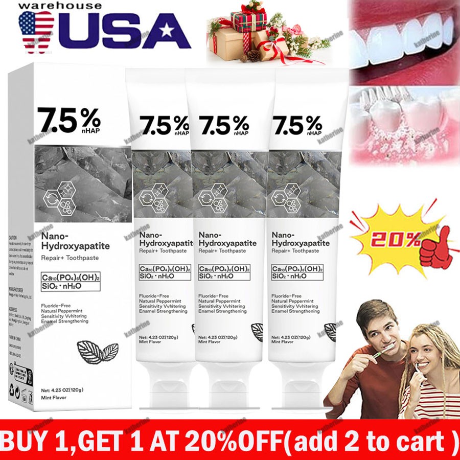 7.5% Hap Nano-Hydroxyapatite Toothpaste Remove Deep Clean For Sensitive Teeth US