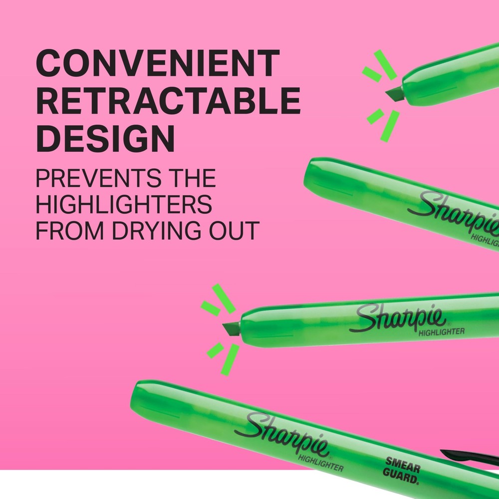 Sharpie Retractable Highlighters, Chisel Tip, 12 Count (Pack of 1), Yellow