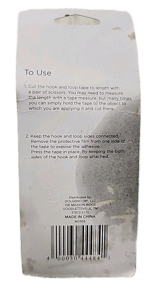 ☆ New Dollar General DG Hardware Hook N Loop Stick On Auto-Adhesive