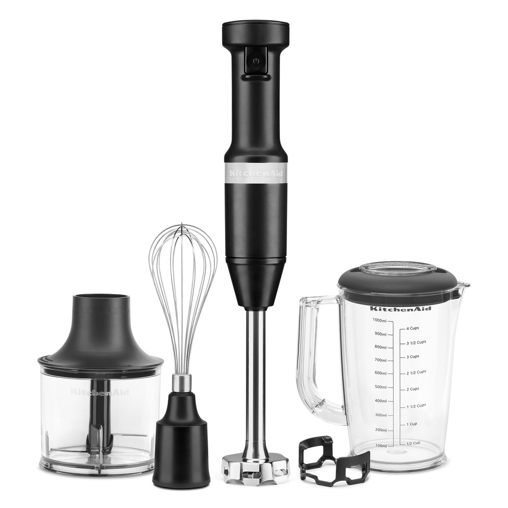 KitchenAid Variable Speed Corded Hand Blender with Accessories, Black Matte, ...