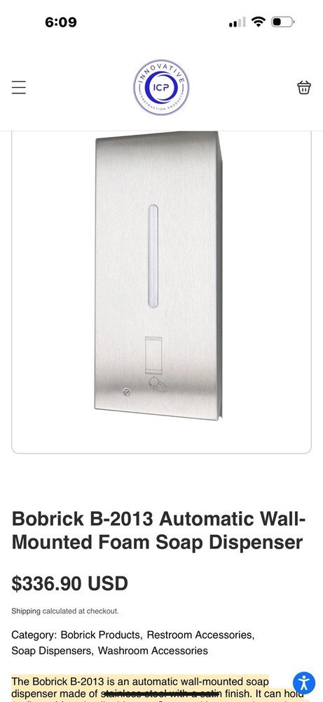 Bob Rick Automatic Wall Mounted Foam Dispenser B – 2013