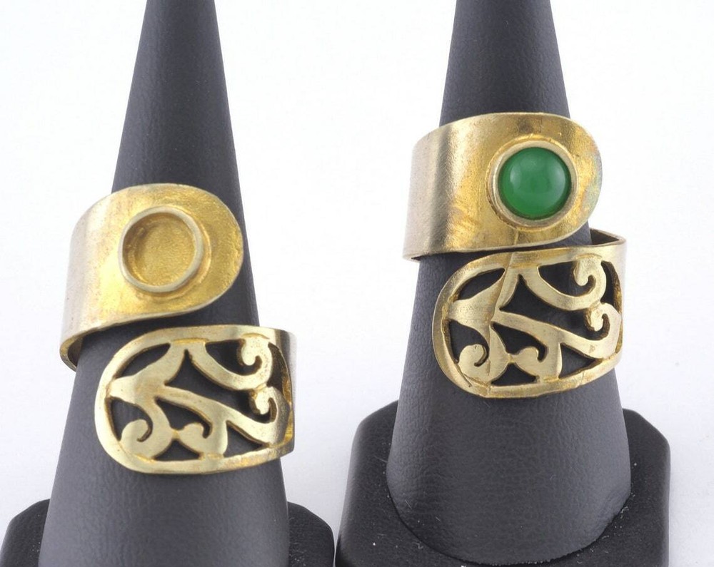 Ring Adjustable Ring Bezel - Raw brass (18mm 7.5US inner size - Adjustable 2839