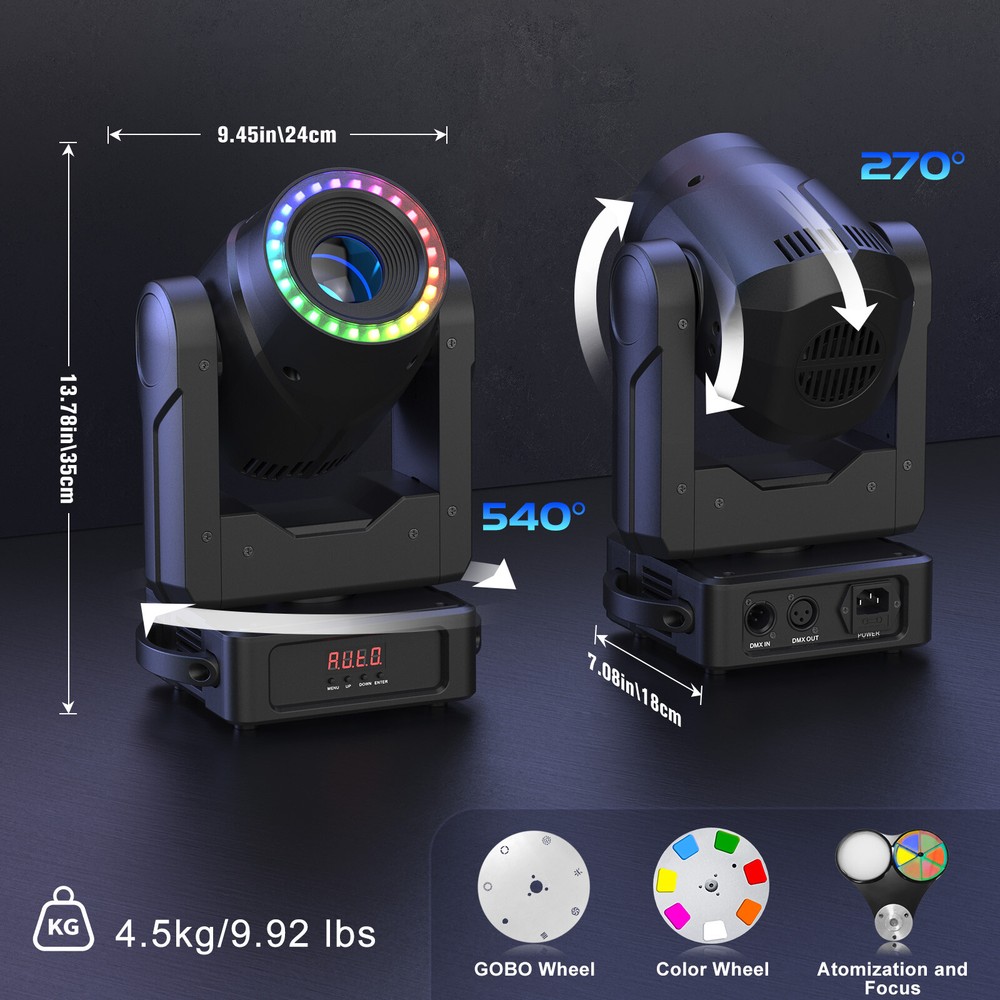 Moving Head Beam Light DMX Zoom Spotlight Disco DJ Party Show Autofocus function