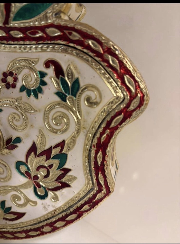 Dry Fruit Serving Storage Box Apple Shape Meenakari Work Gift Item Multipurpose