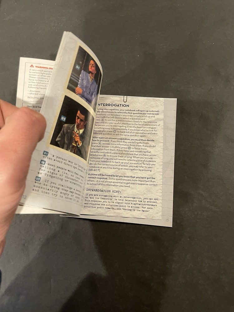 la noire ps3 Manual Only