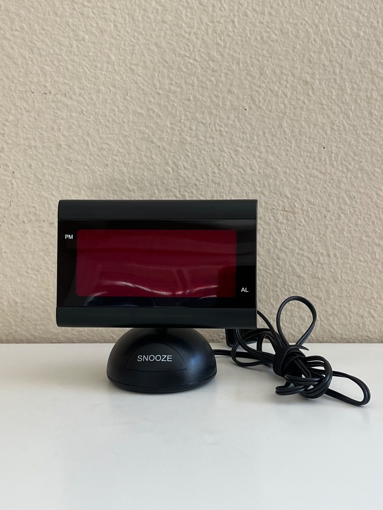 Litech Digital Black Alarm Clock E185 – Large Red Display – Tested & Works