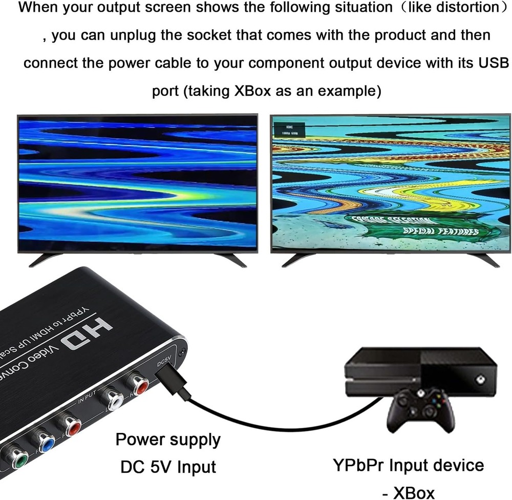 YPbPr to HDMI Converter with Scaler Function, Component Black