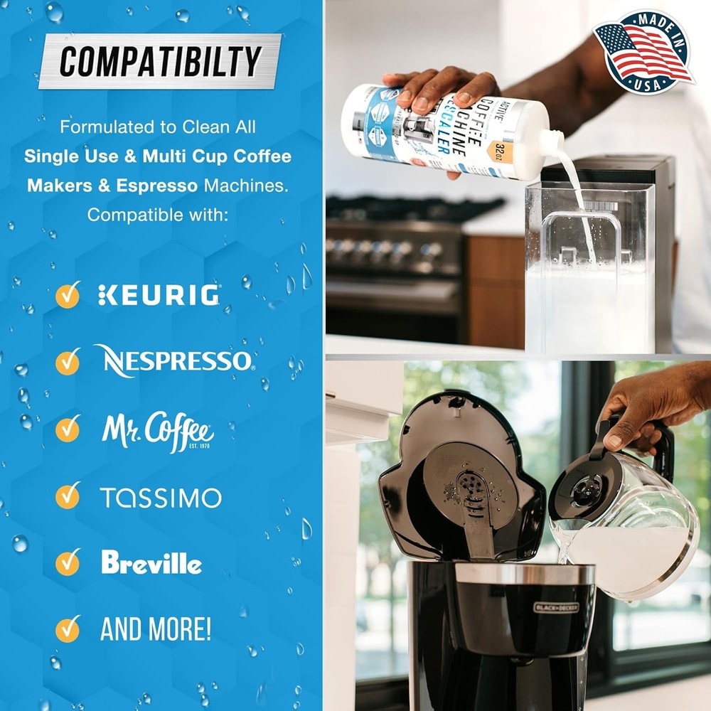 Coffee Machine Descaler Descaling Solution - 32Oz (8 Uses) Compatible with Keuri