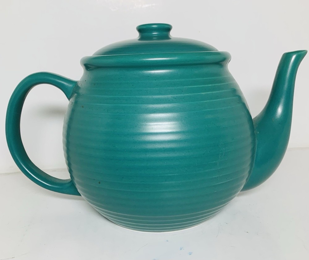 Stoneware Teapot Green Ringware
