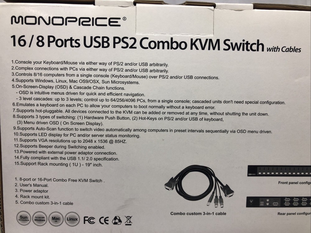 Monoprice KCF-181S 8-Port Combo KVM Switch