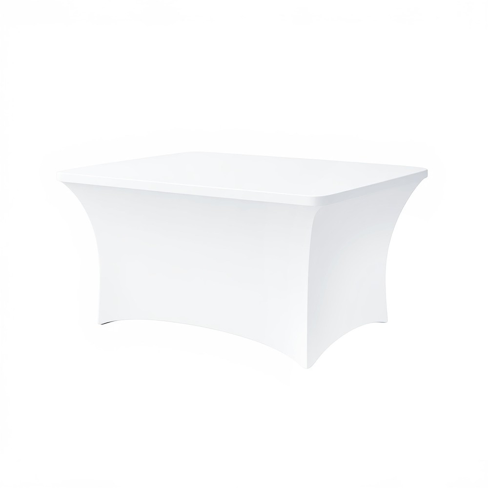 4FT White Table Cloth - 1 Pack, Fitted Stretch Rectangle Spandex Tablecloth, ...