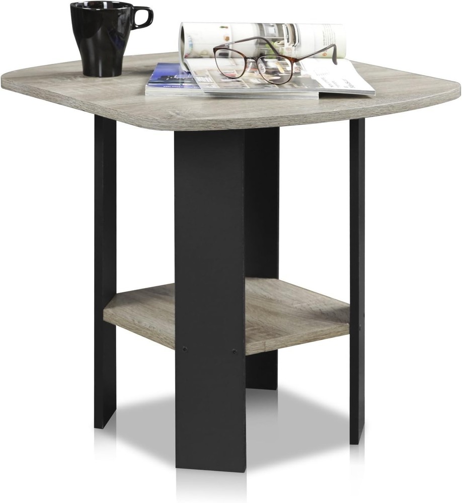 Simple Design End Table 2-Pack French Oak Grey/Black