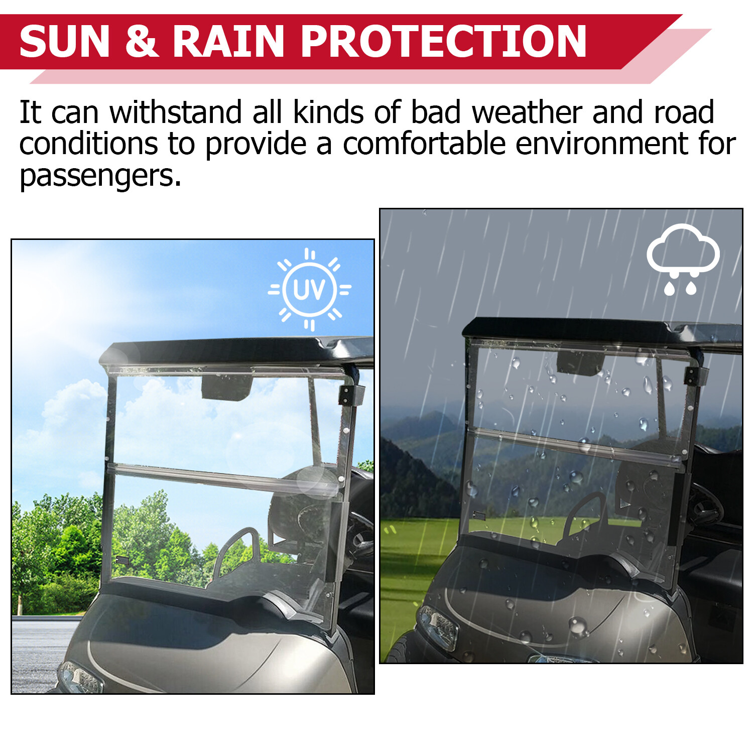 Fits EZGO RXV Clear Windshield 2008-UP Folding Style *New In Box Golf Cart Part*