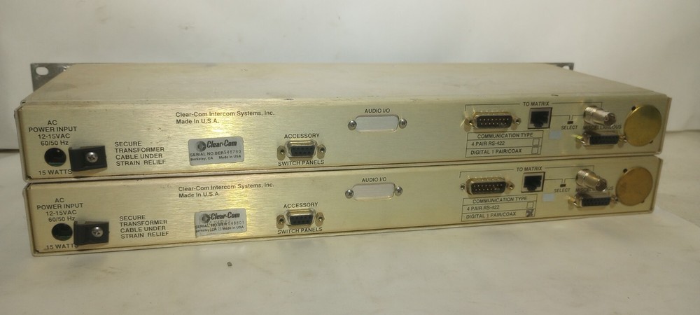 Two Clean Working Clear-Com ICS-102 Matrix Plus II Master Stations w/ AC Adapt.