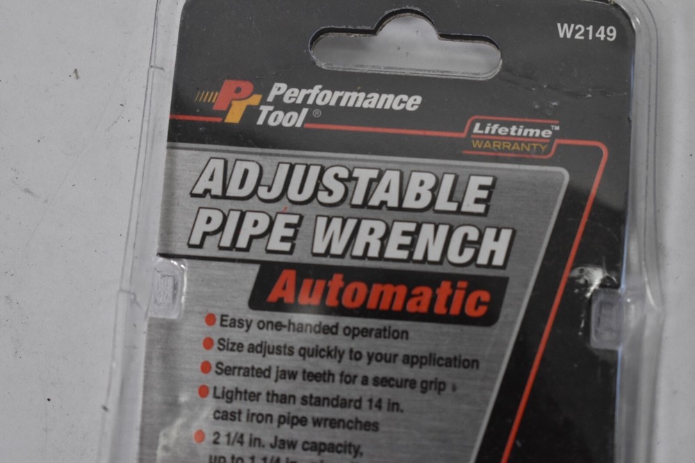 Performance Tool Automatic Adjustable Pipe Wrench Hardware Tool Red W2149