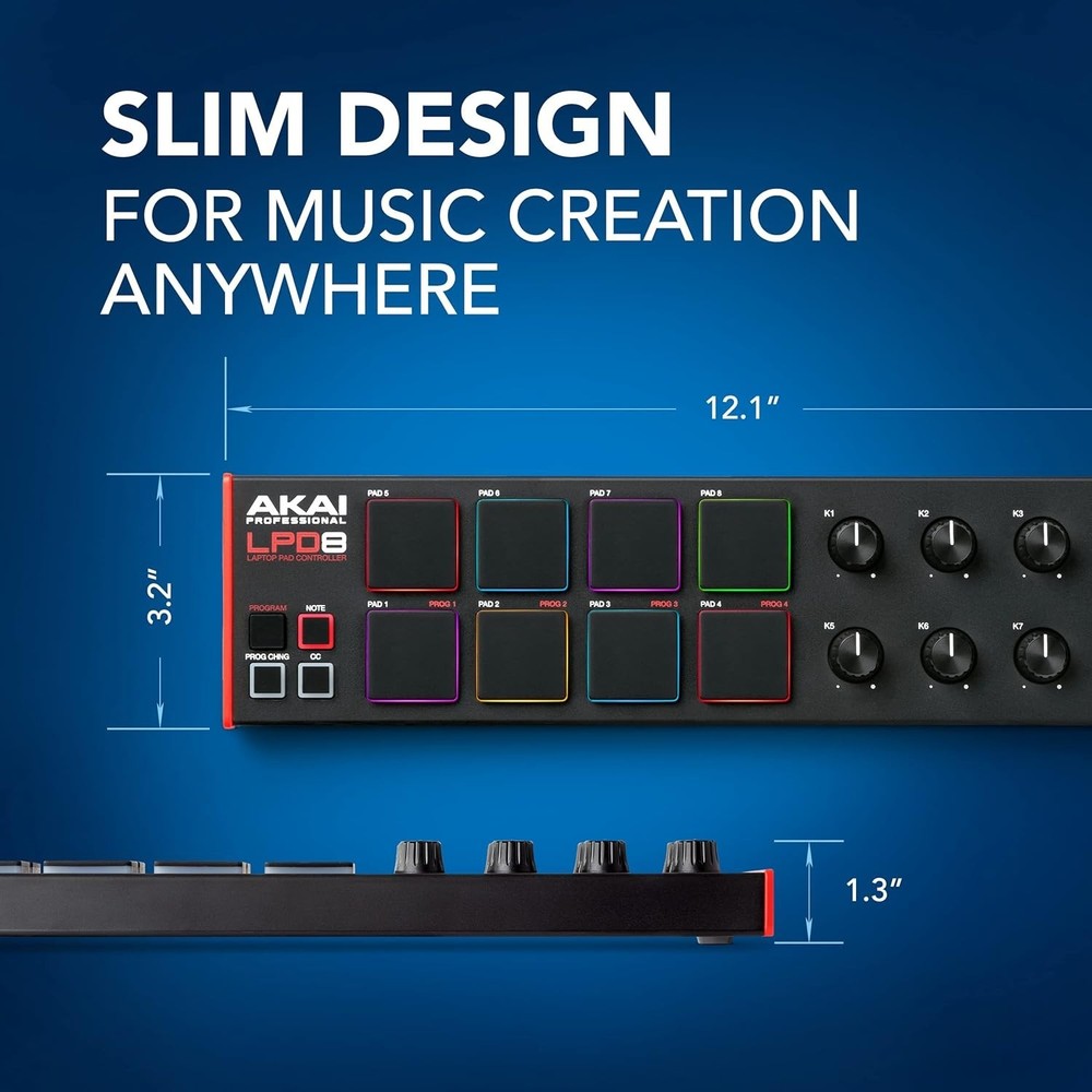 Portable MIDI Controller with 8 RGB Drum Pads