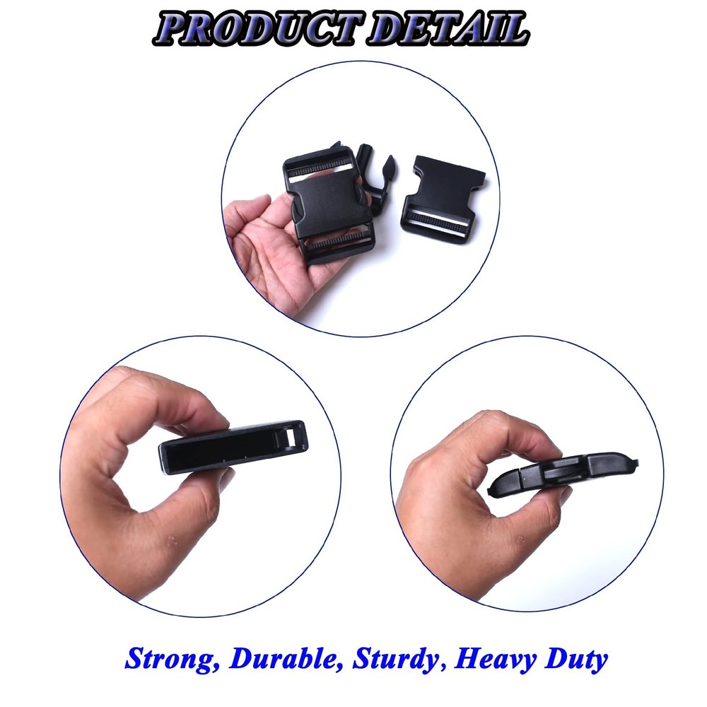 Side Release Buckle, Dual Adjustable No Sewing Clips Quick Release Buckle Rep...