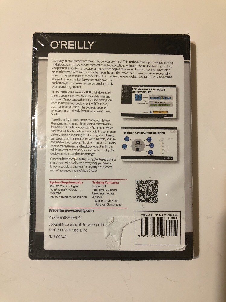 O'Reilly Continuous Delivery With The Windows Stack Video Training DVD