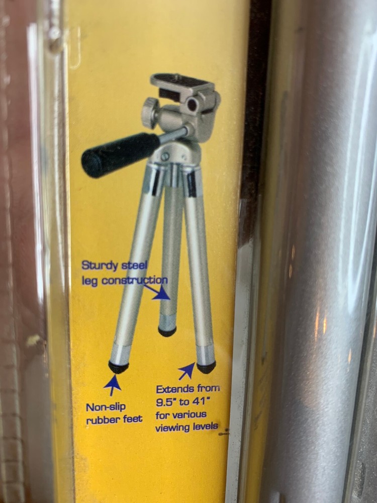 Camera Collapsable Extending Tripod 41" Portable 9.5" Chrome Silver Rubber Feet