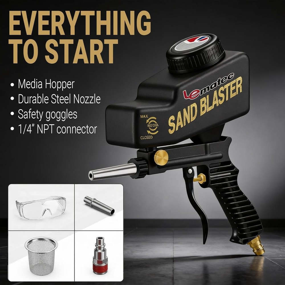 Efficient Air-Powered Sand Blaster Gun Kit - Precision Control & Durable Design