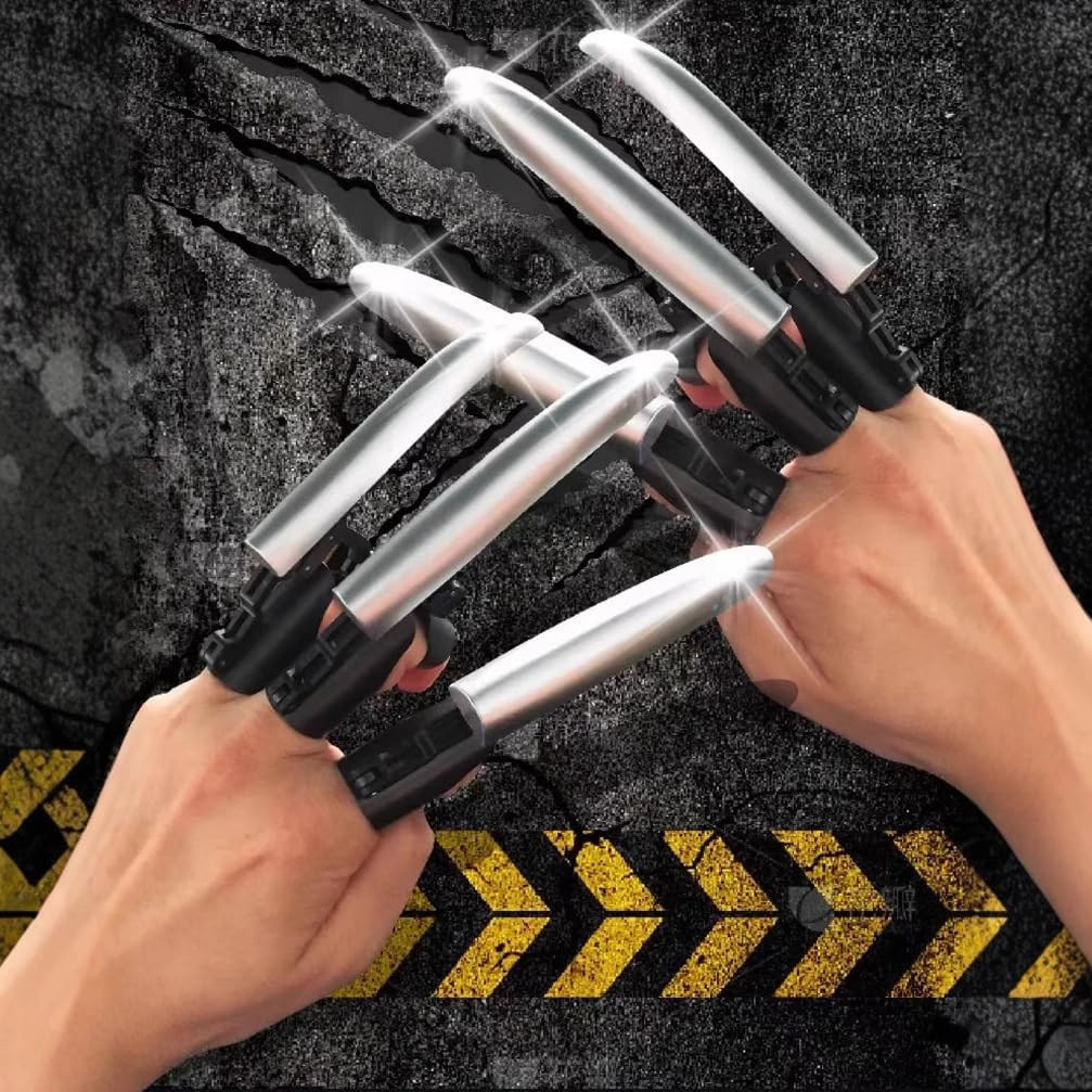Retractable Wolverine Claws for Adult Kids Mechanical Plastic Silver Wolve Claws