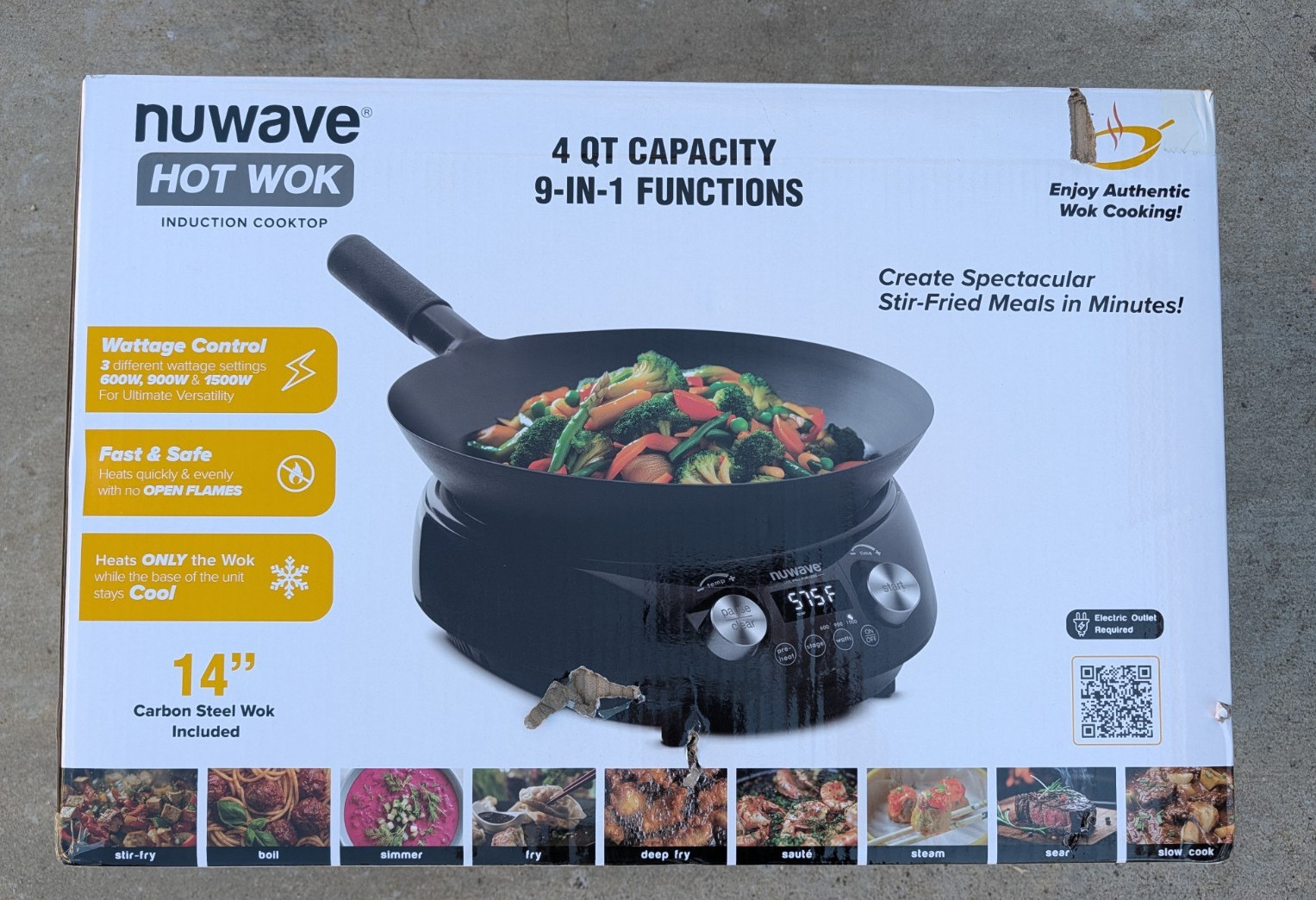 NEW OB - Nuwave Hot Wok Induction Cooktop w/ 14" Carbon Steel Wok