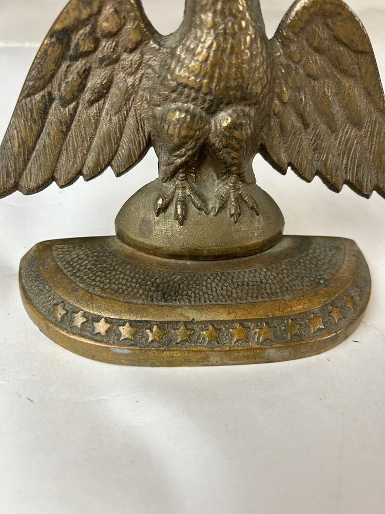 Antique Perched Eagle 13 Stars Solid Bronze Bookend