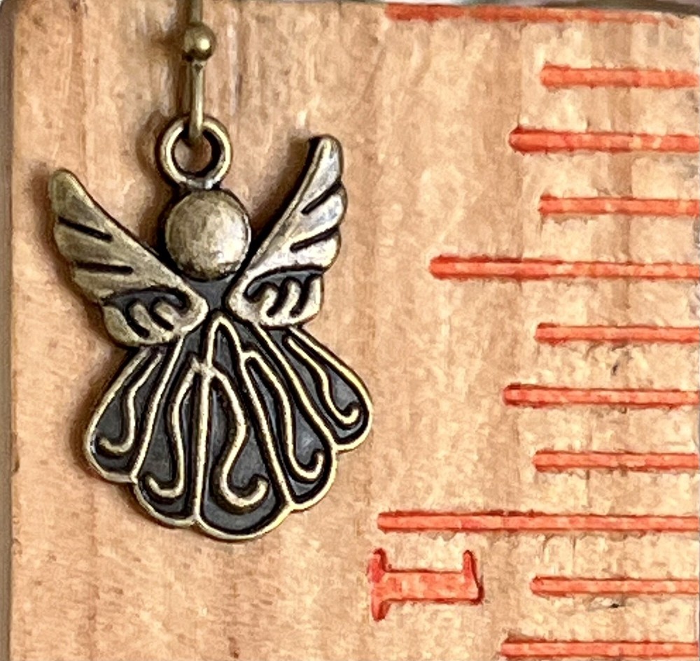 Bronze Angel Dangle Earrings. Love.