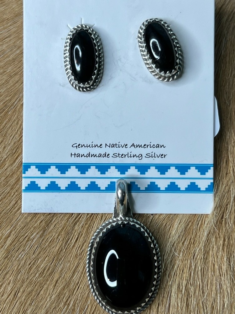 BLACK ONYX ~ STERLING SILVER ~ PENDANT ~ SET