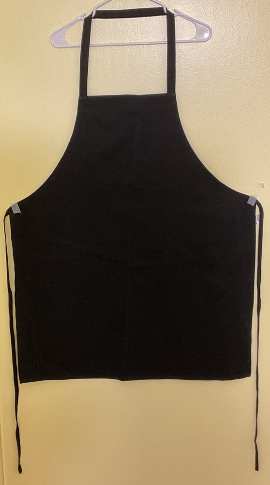 Basic Chef Bib APRON, 100% Spun Polyester BLACK