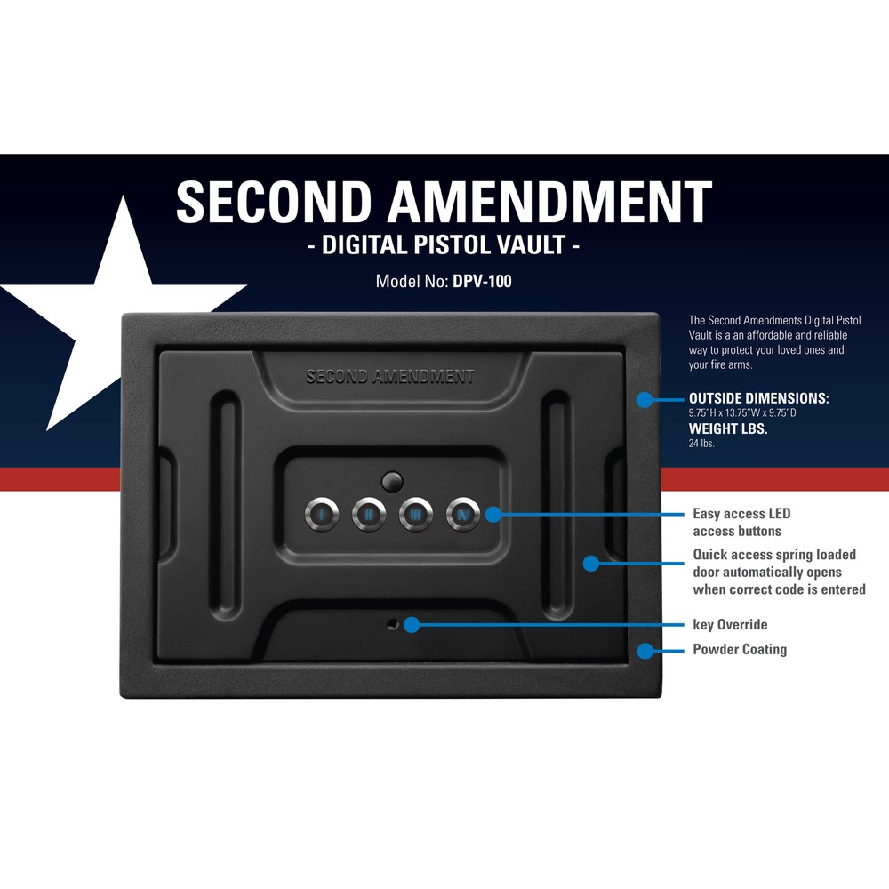Second Amendment Gun Storage Safe For Pistol & Handgun w/ Digital Lock