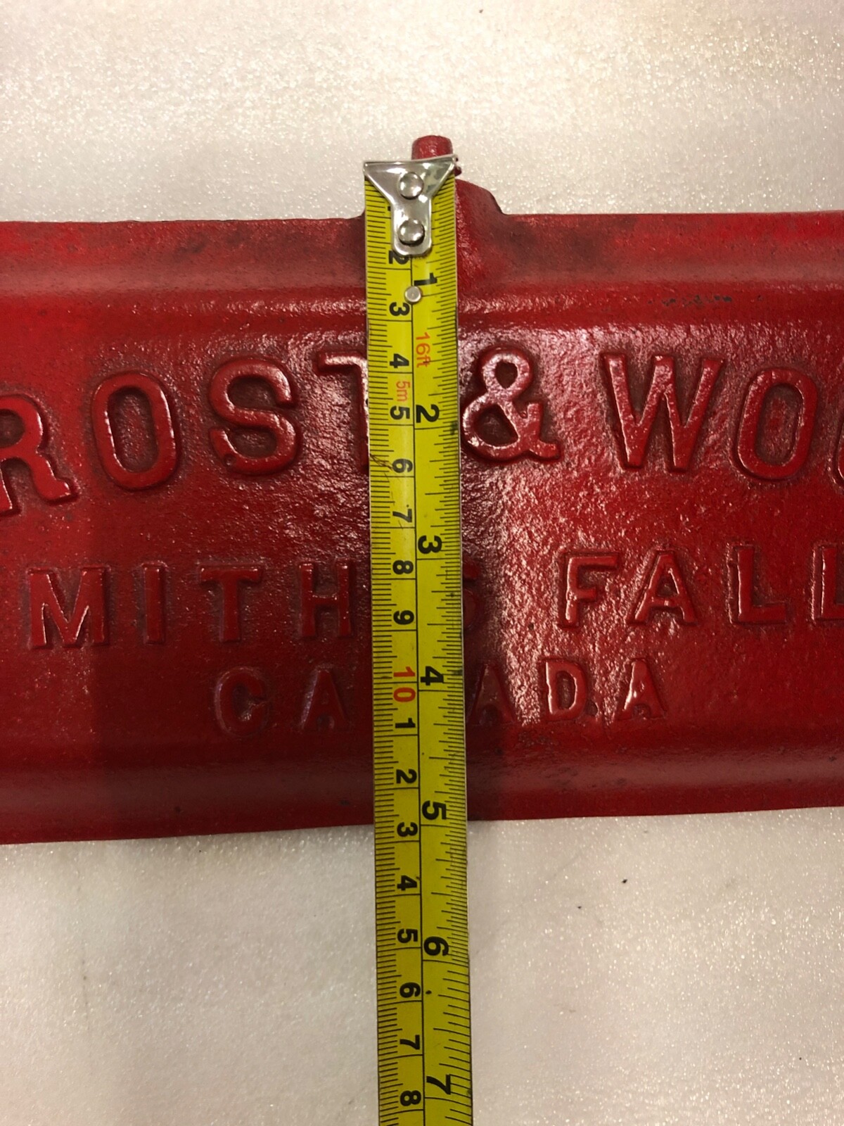 Frost & Wood Smith’s Falls Canada Cast Iron Drawn Mower Toolbox Lid No. 1241 RED