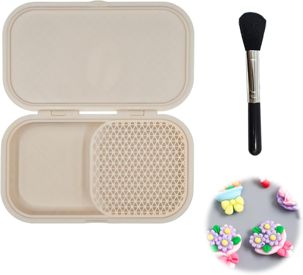 Cornstarch Tapper Box for Polymer Clay, Leak-Proof Snap-Lock and Non-Stick Inter