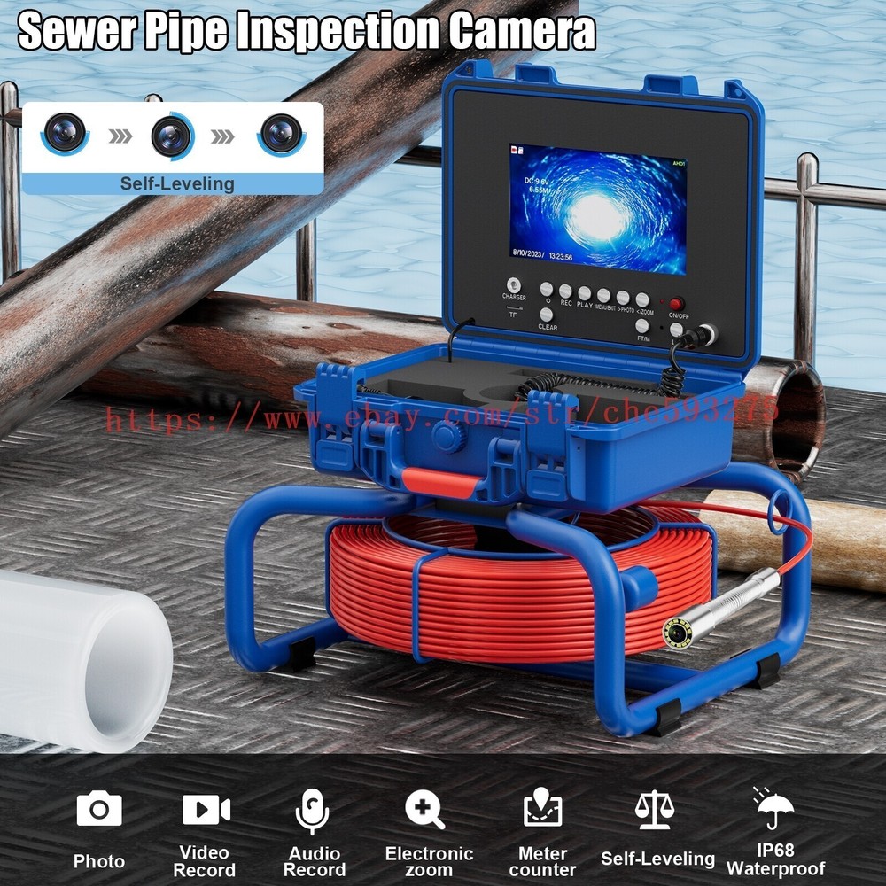 Sewer Inspection Camera with Meter Counter Pipe Drain Camera Self Leveling DVR