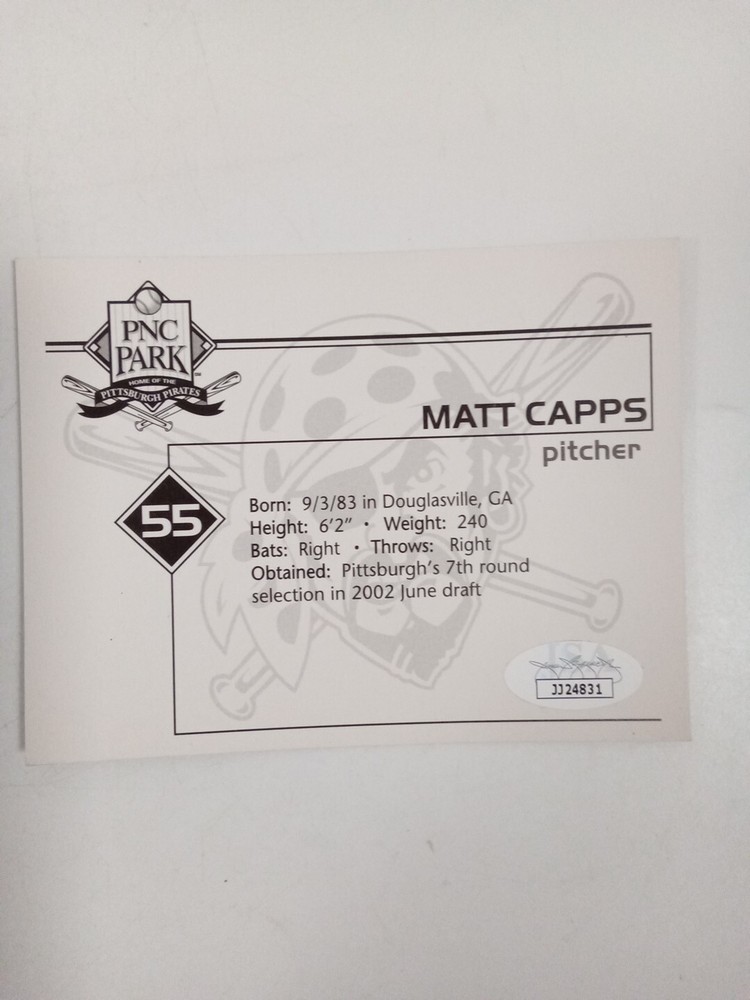 Matt Capps Signed Oversized Trading Card JSA - ** #