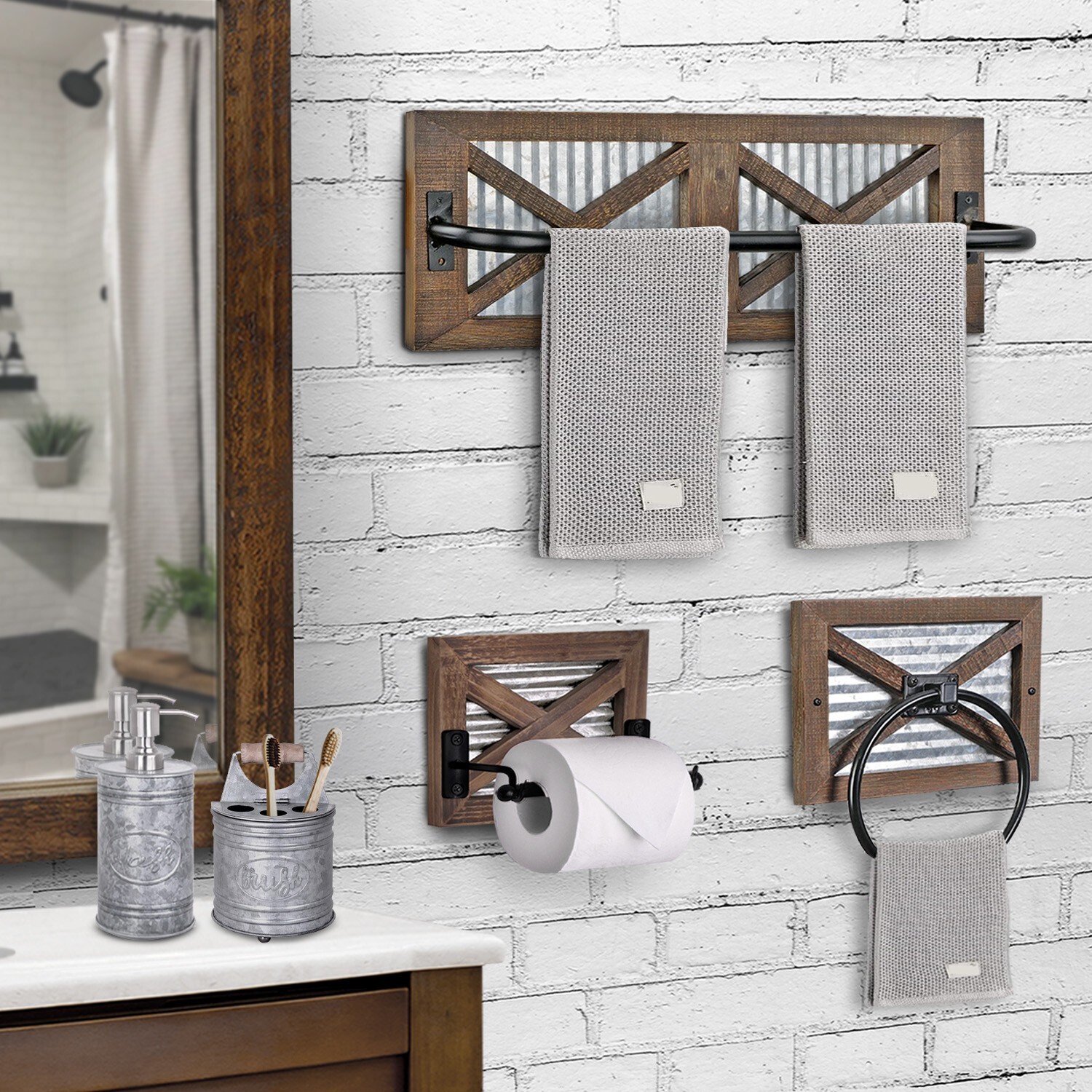 Autumn Alley Farmhouse Toilet Paper Holder, Towel Ring , Towel Rack Holder Set