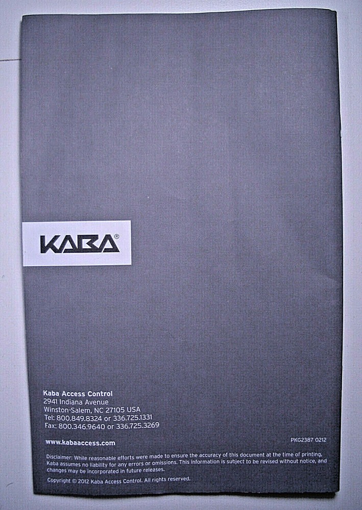 "KABA" SIMPLEX 7102/7108 SERIES PUSHBUTTON LOCK INSTALLATION INSTRUCTIONS/MANUAL