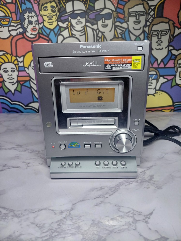 Panasonic CD Stereo System SA-PM07 Silver Multi Function Display TESTED