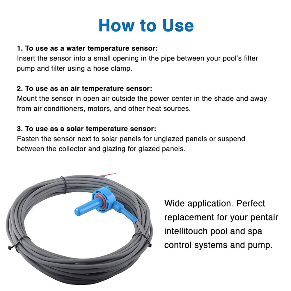 Reliable 20ft Analog Temperature Sensor for Pool/Spa - Compatible & Durable